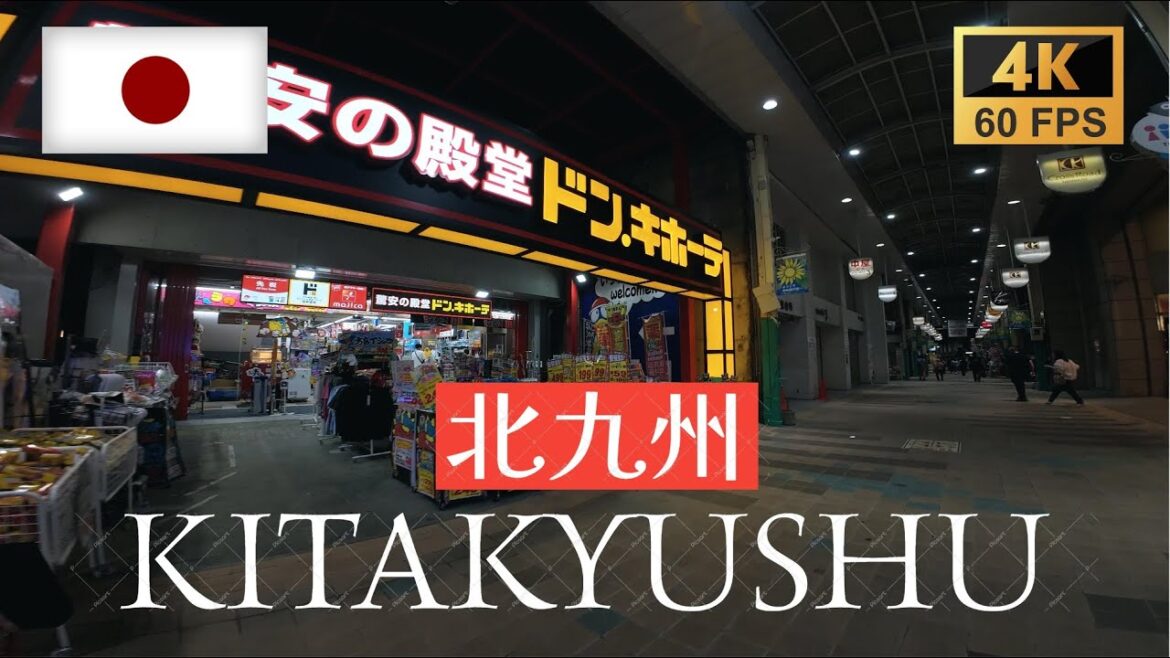 JAPAN Short Walk Kitakyushu Street Market Evening 4K@60 Wide 11mm Lens