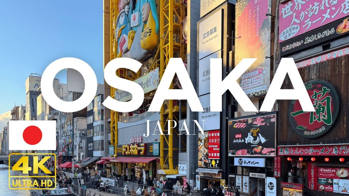 One fine day in Osaka visiting Tsutenkaku & Dotonbori - Walking Tour 4K