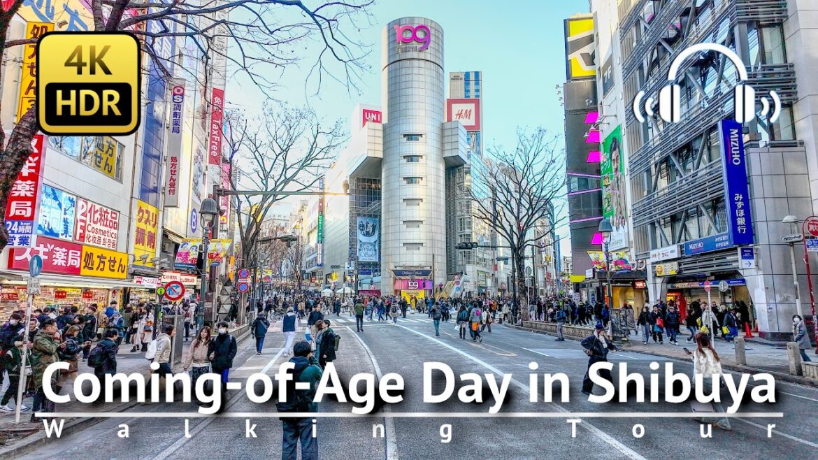 Coming-of-Age Day in Shibuya Walking Tour [4K/HDR/Binaural]