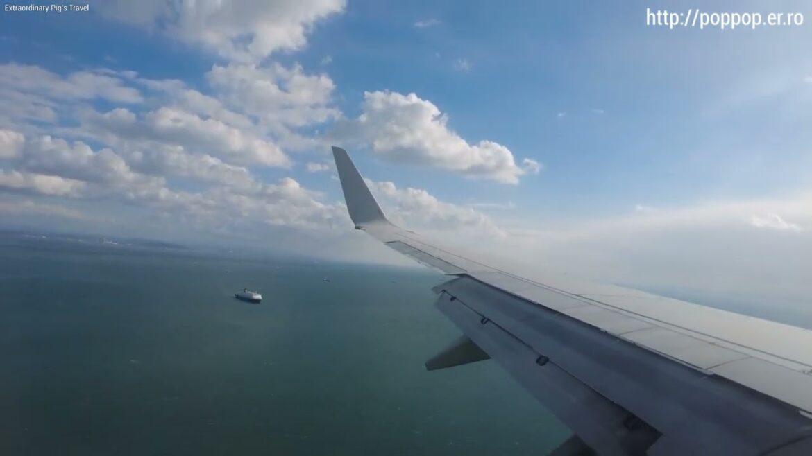 Airplane landing at Kitakyushu Airport-Kitakyushu,Japan