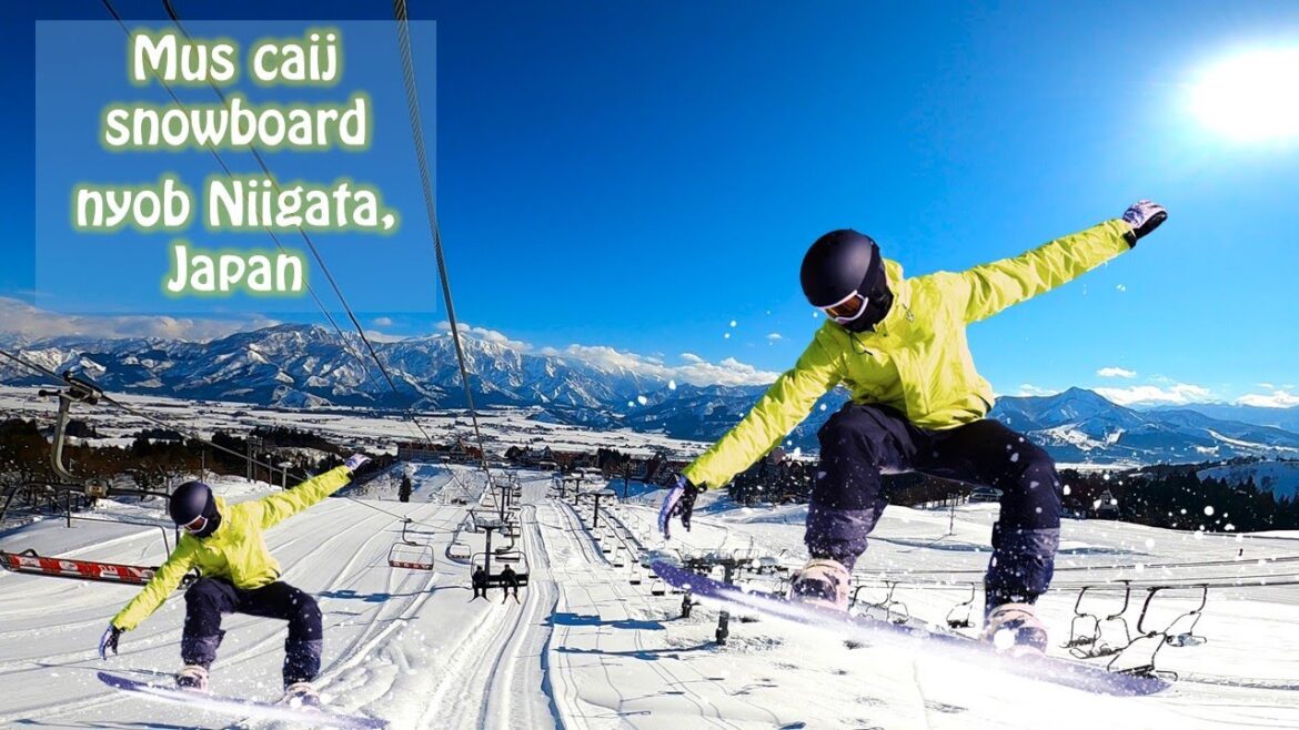 Mus caij snowboard ua si nyob teb chaws Zij Pees (Niigata, Japan)