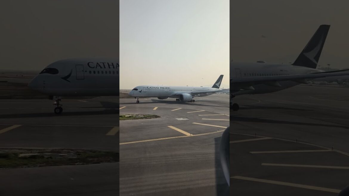 Cathay Pacific Airbus A350-900 waiting to get into the runway at Hong Kong