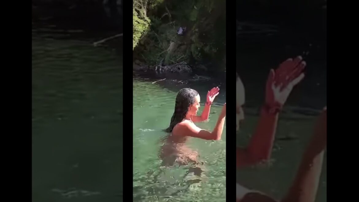 Naked girl in water