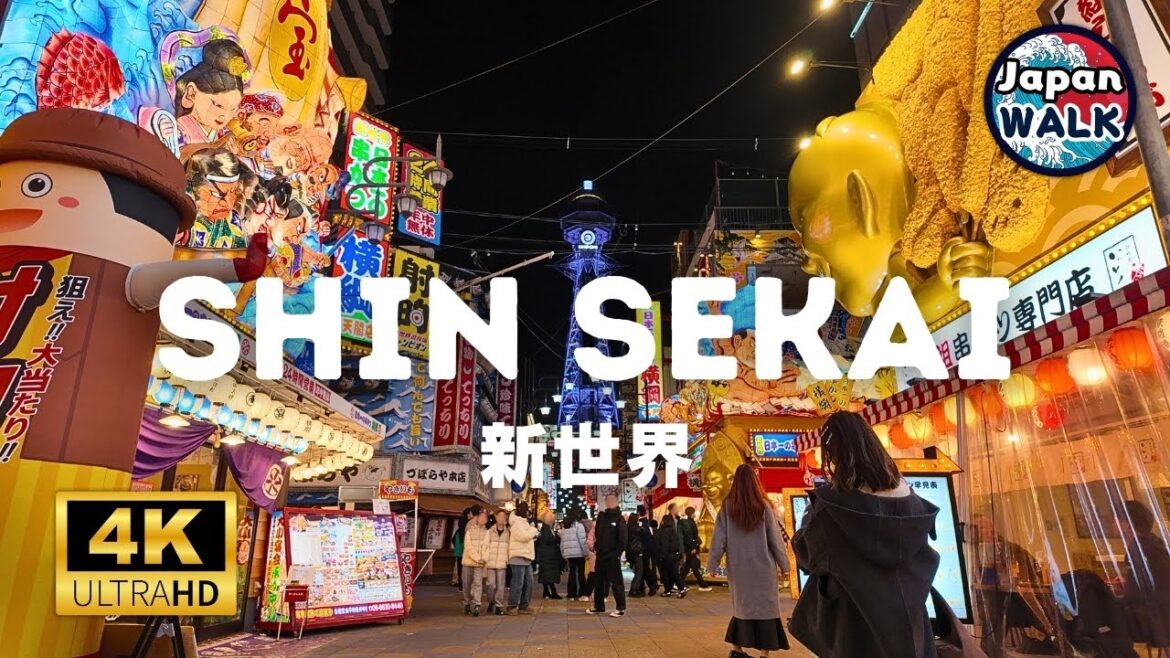 Shin Sekai: Osaka's Vibrant Retro Hotspot | Walking Tour | The Japan Walk | 4k