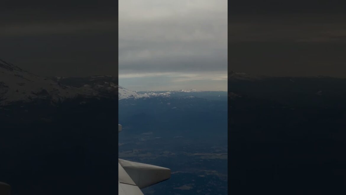 Mt Rainier slowly revealing itself behind the airplane wing, 3:30pm, 1/23/2025