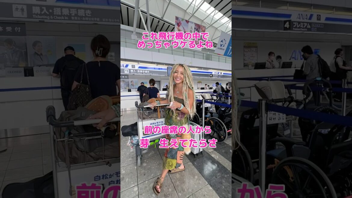 魔女が仙台空港から芽を生やして飛行機に乗って沖縄に出発した #shorts