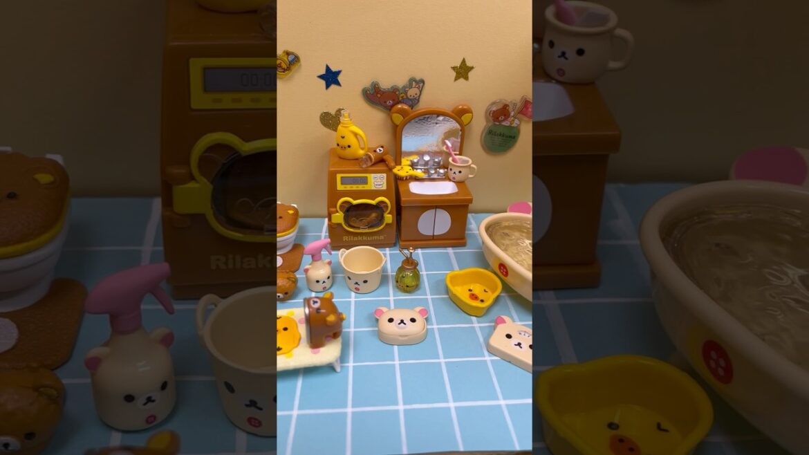 Re-ment Rilakkuma Wash Room Miniature Set #shorts