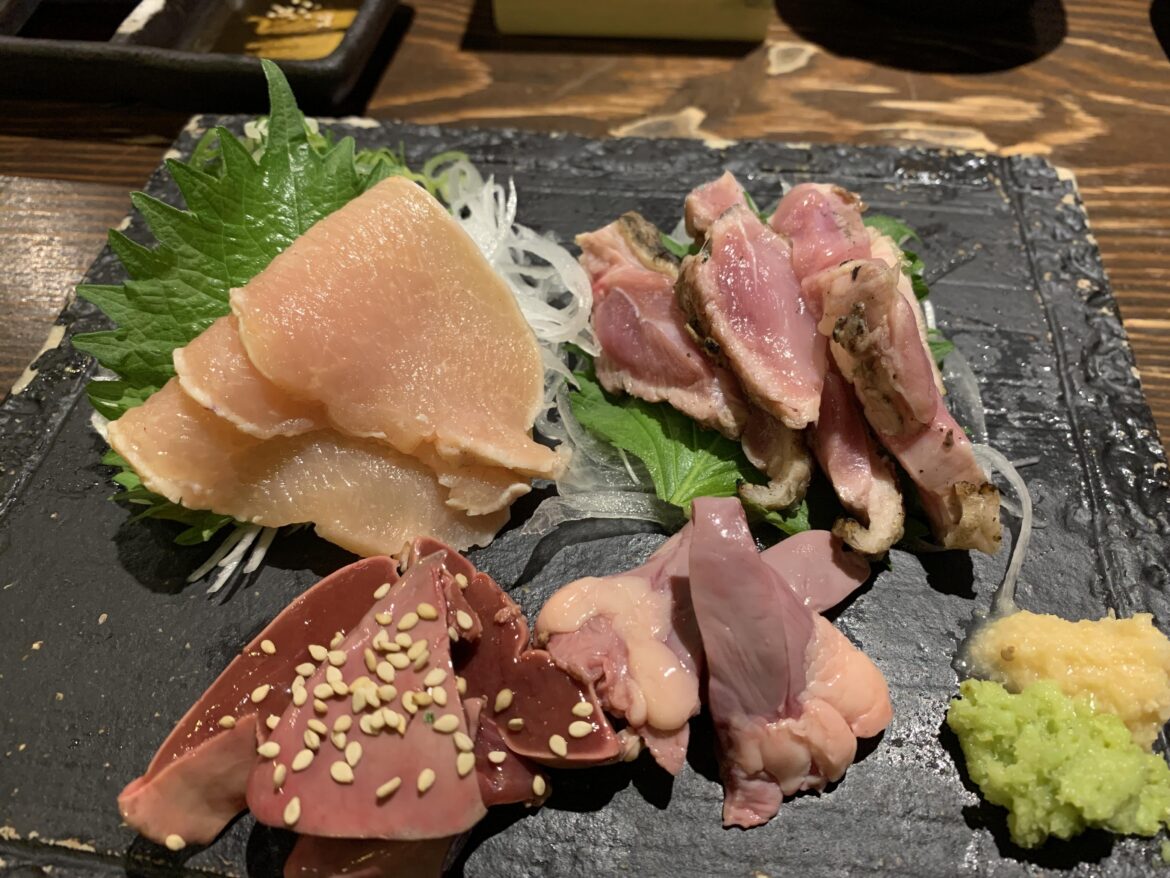 Fresh chicken sashimi.