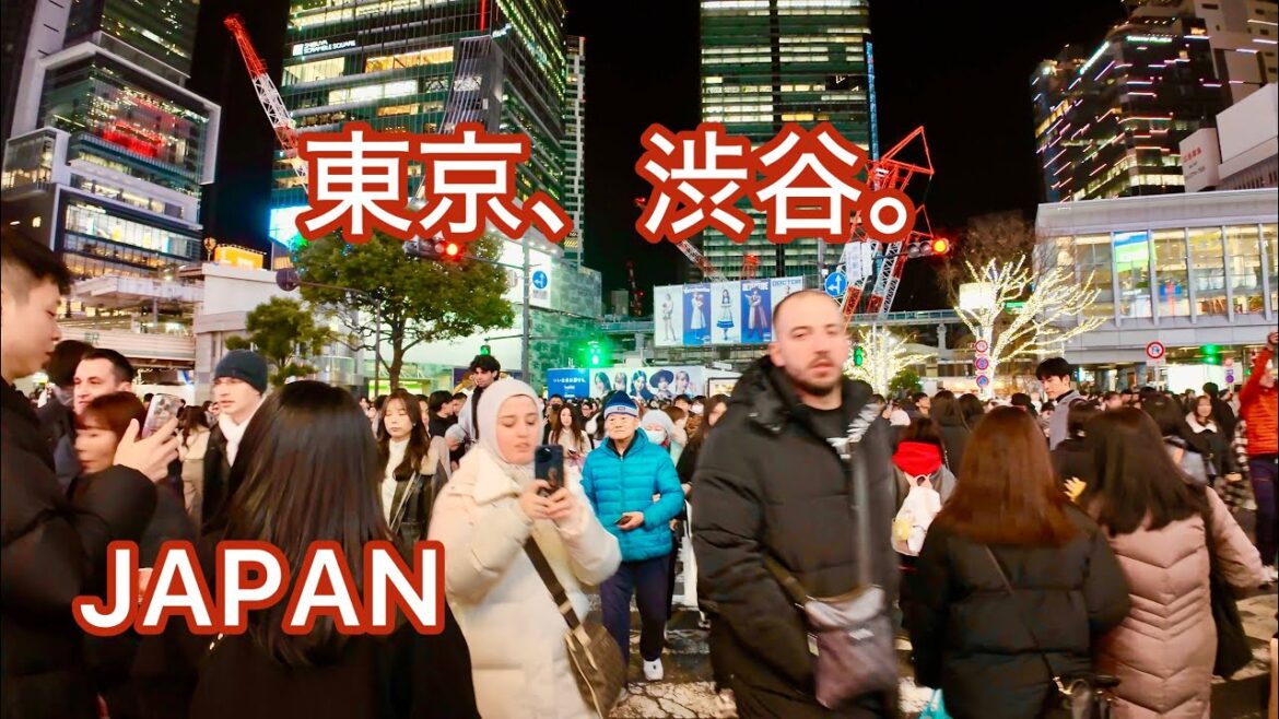 [4K] Shibuya Night View And Walking Tour. Tokyo, Japan.  January, 2025