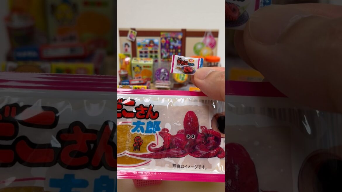 Miniature and Real Japanese Candy Sour Octopus Snacks #shorts