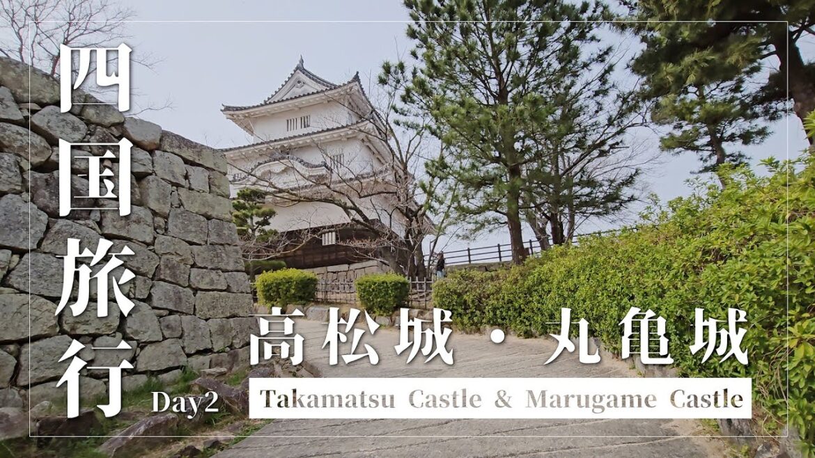 【日本四国旅行Day2 香川県】高松城跡玉藻公園・丸亀城・うどん 麺処 綿谷・夜桜 ライトアップ (Takamatsu & Marugame castle cherry blossom)