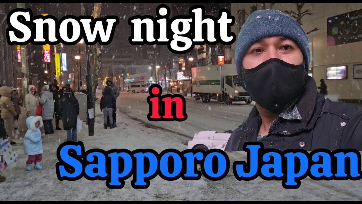 Heavy snow in sapporo, Hokkaido, Japan