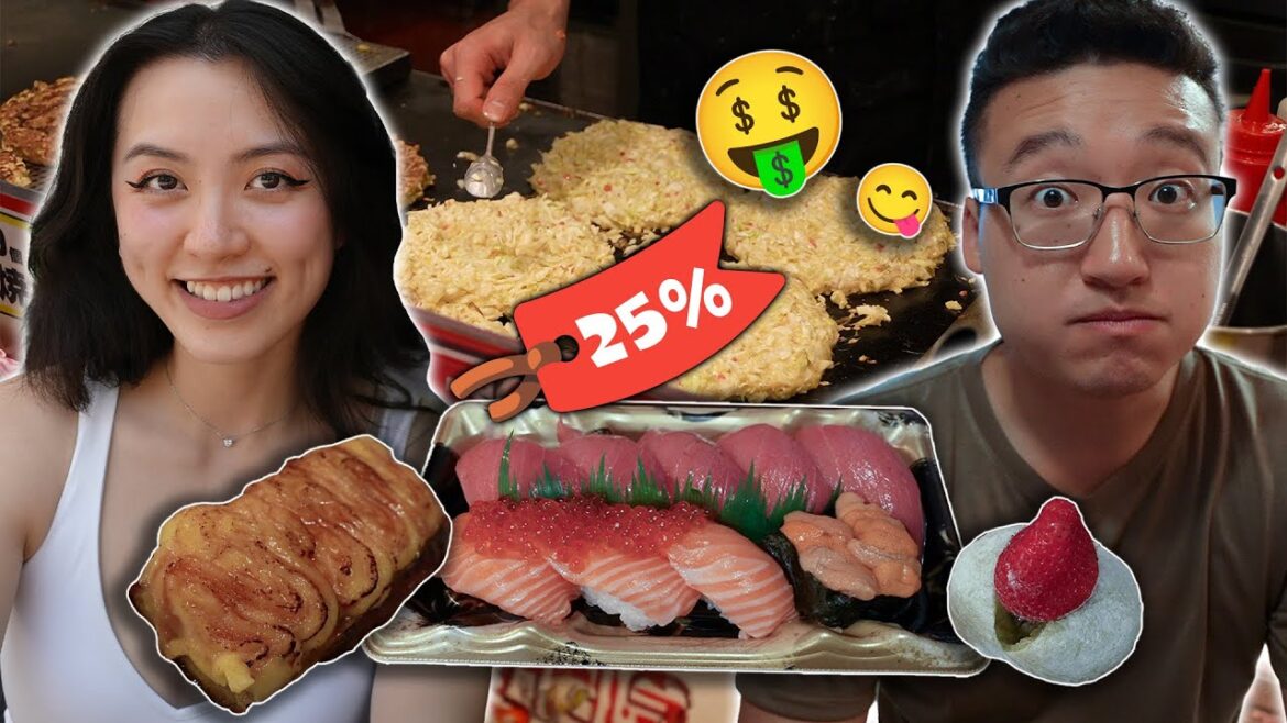 Secret Sushi DEAL in Japan Osaka Kuromon Market 🍣 | 4K Japan travel food couples vlog