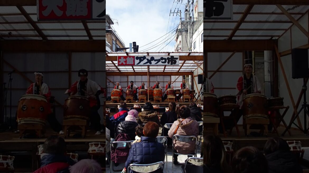 #曲げわっぱ太鼓  @  #大館  #アメッコ市  2025.2.8  その1　#太鼓 #秋田 #大館 #akita #odate #drum