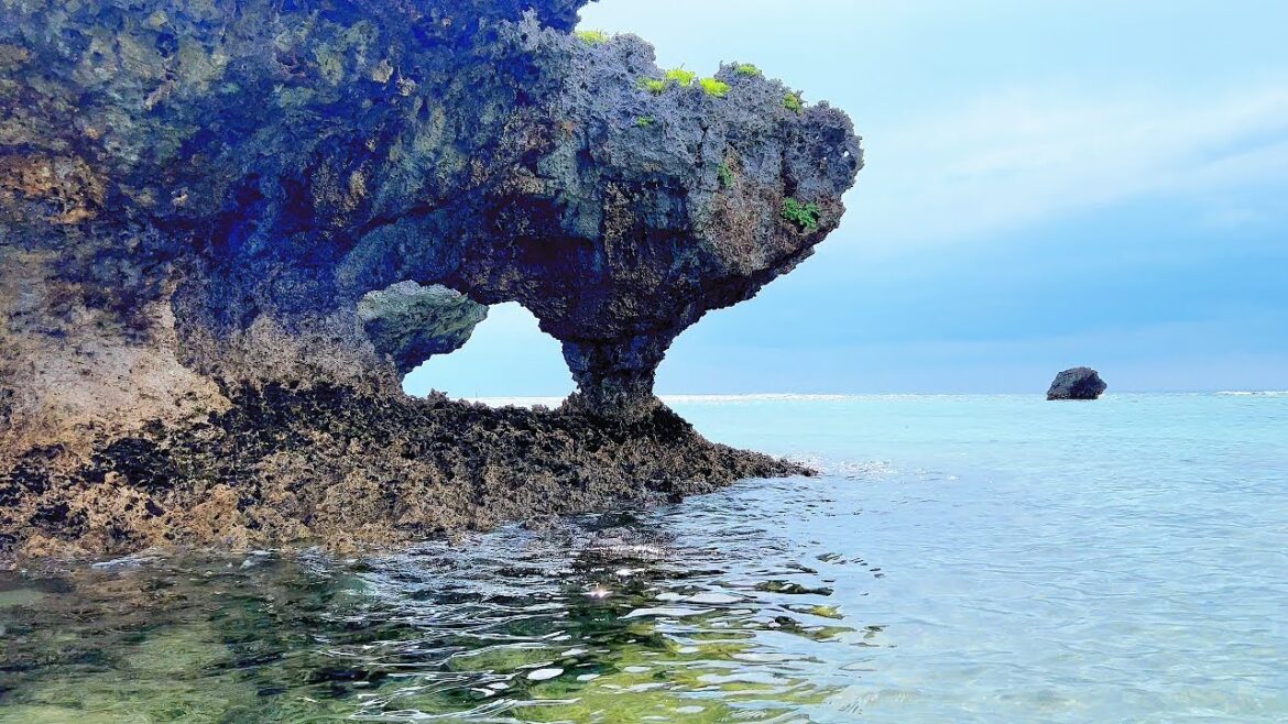 Okinawa Sea with Unique Terrain and Rippling Waves (4K)