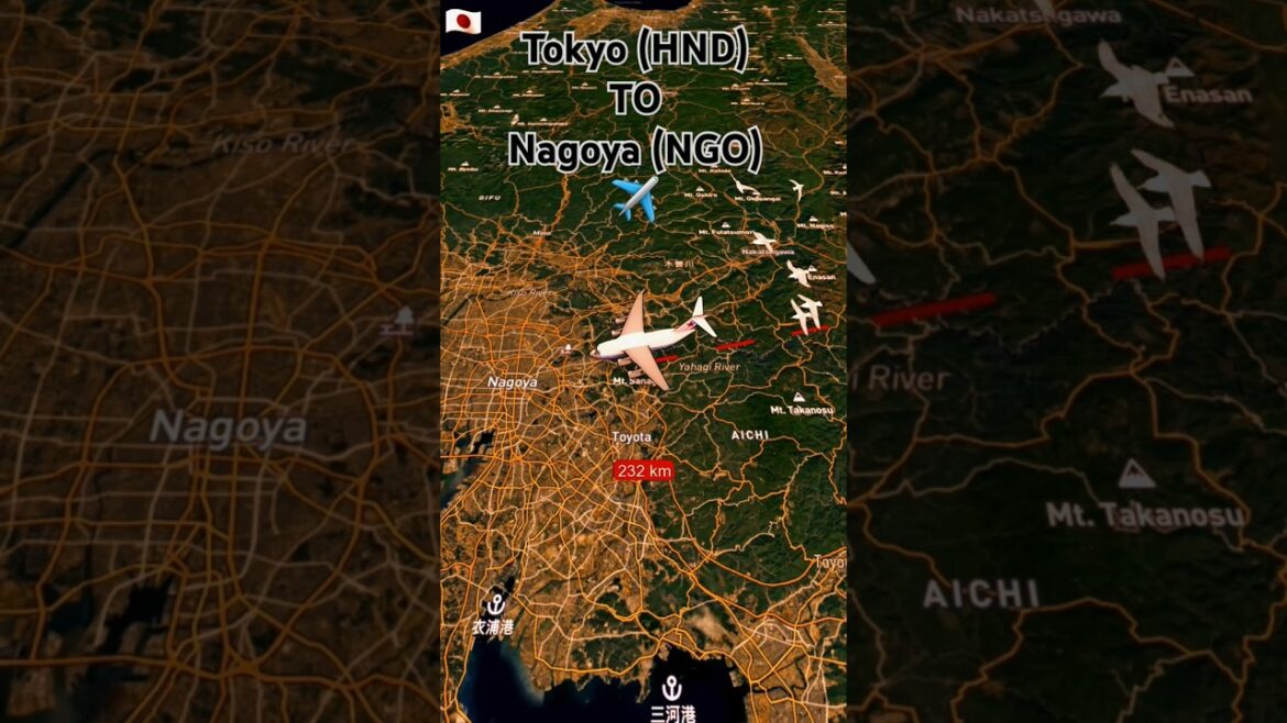 Tokyo To Nagoya flight route ✈️ #airplane #travel #aviation #aeroplane #japan #shorts #shortsfeed