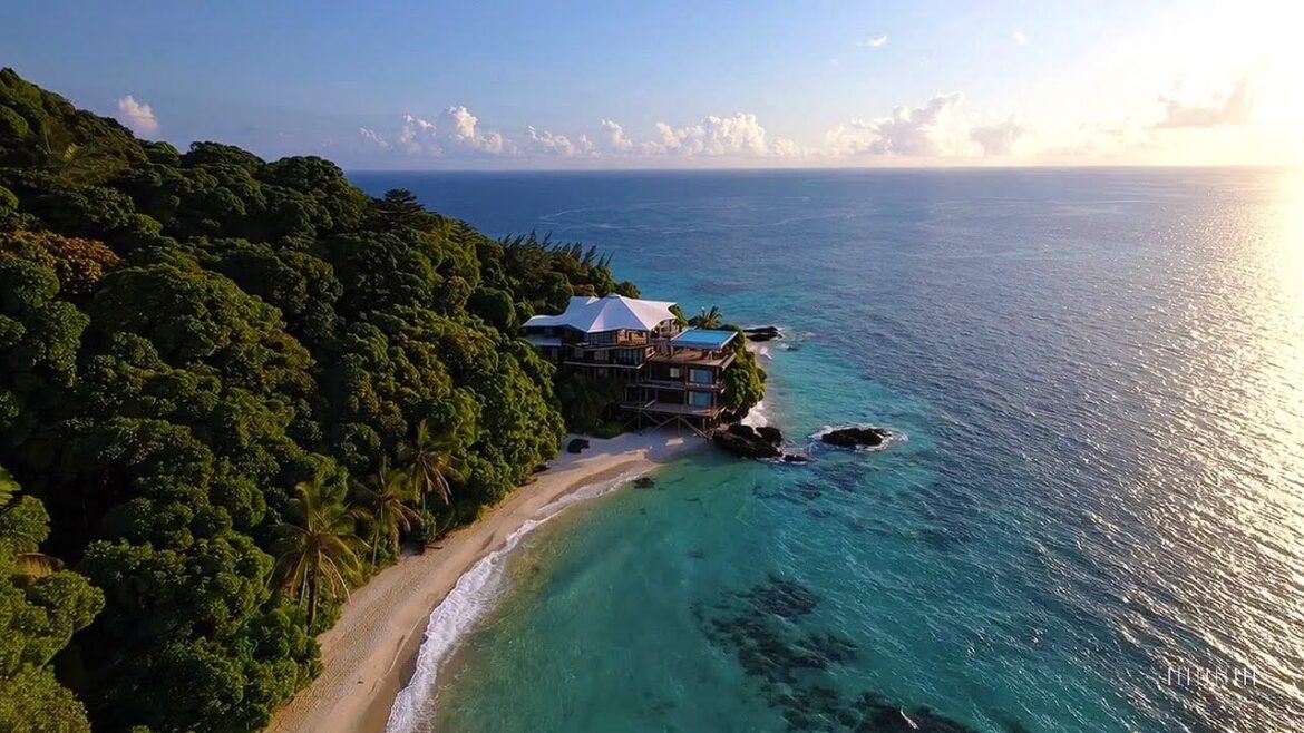 "A Starlit Christmas by the Sea – Luxurious Beach House in Okinawa, Japan 🎄🌊✨"