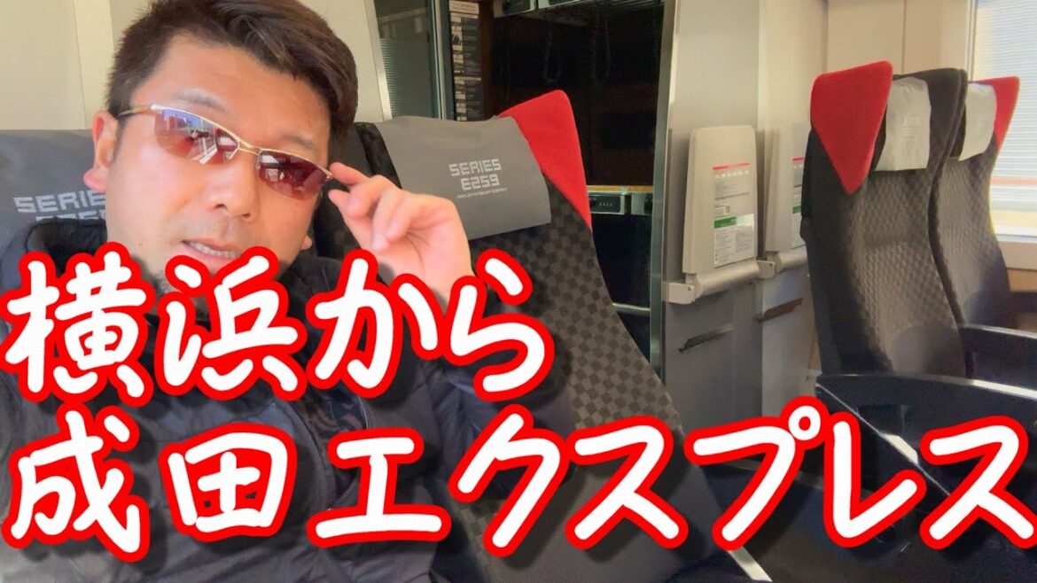 成田エクスプレス利用！横浜駅→成田空港！タイのバンコク行きの全日空(ANA)便に乗るためにNarita Express from Yokohama to Narita airport,Japan