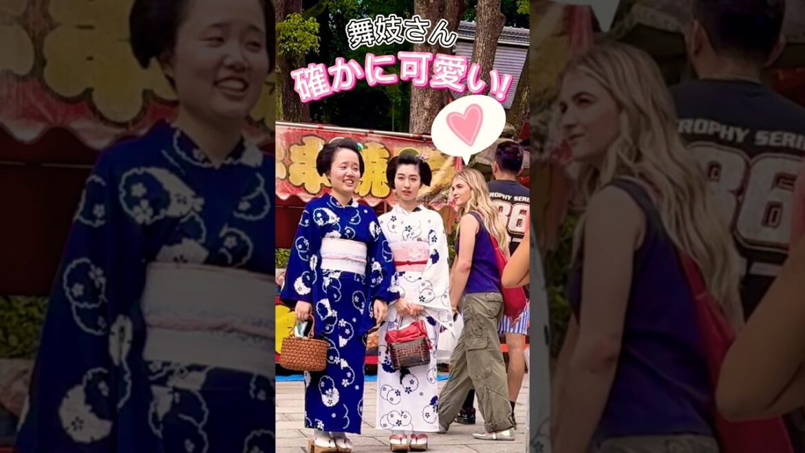 舞妓さん、確かに可愛いと驚いた外国人観光客!京都祇園。Foreign tourists are surprised at how cute the maiko are! Kyoto, Japan. 舞妓さん、確かに可愛いと驚いた外国人観光客!京都祇園。Foreign tourists are surprised at how cute the maiko are! Kyoto, Japan.