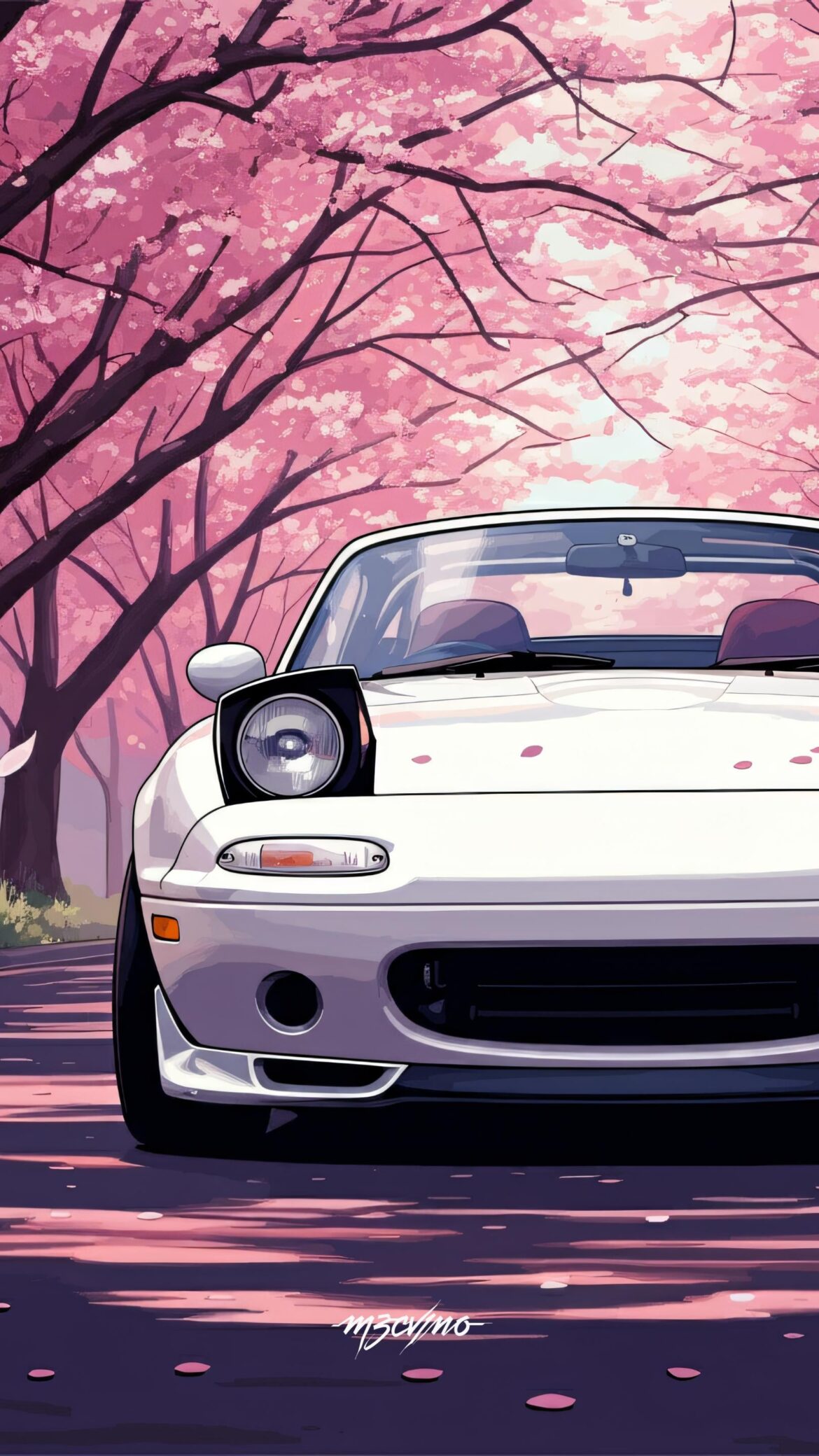Mazda Miata Meets Cherry Blossoms: What Do You Think of This JDM Wallpaper Design? 🌸🚗