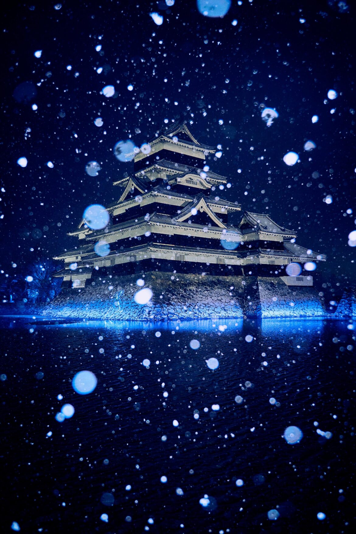 Matsumoto Castle Illuminated in Snow