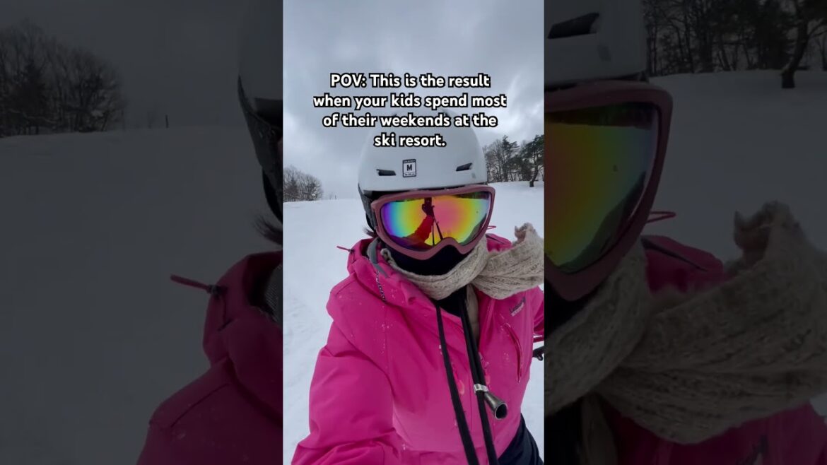 Skiing on weekends at Tainai Ski Resort Niigata Japan.