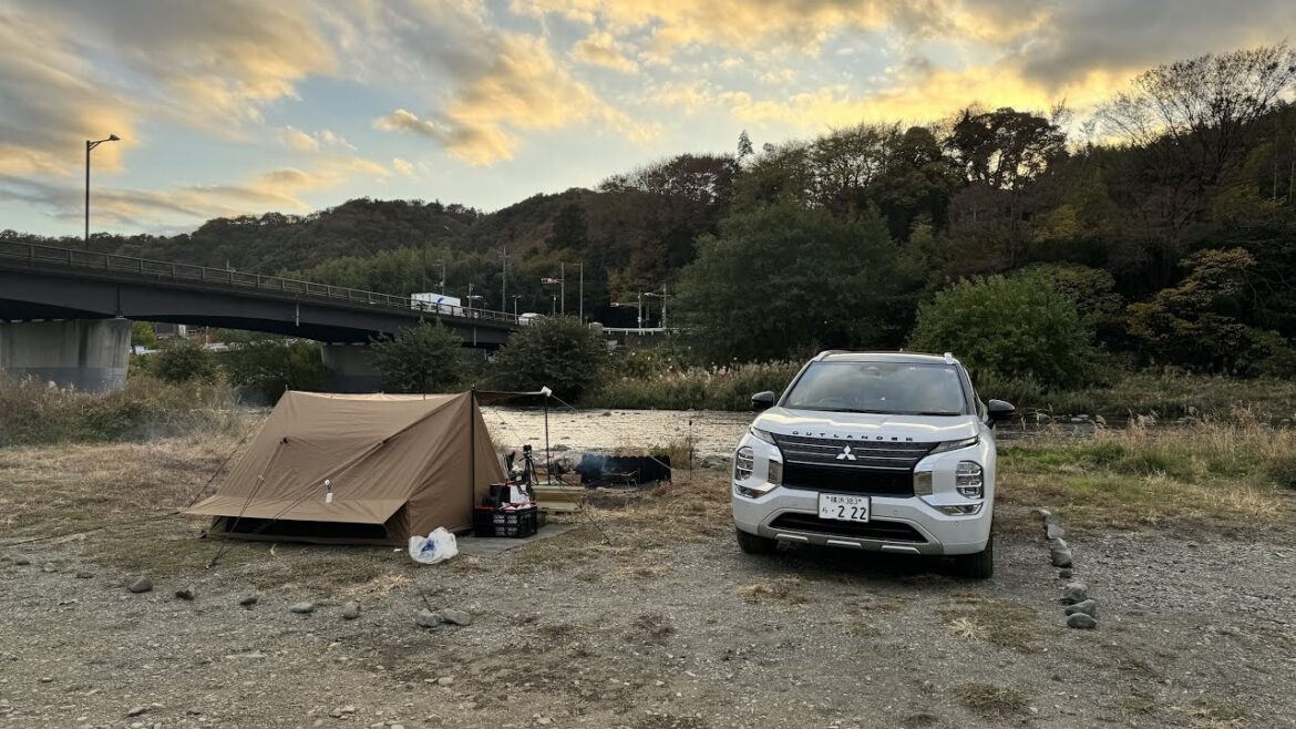 Free Riverside Camping  at Nakatsugawa River Side in Japan