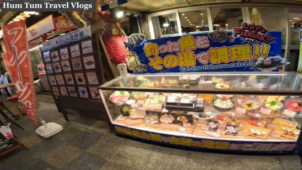 Night WalkIn Tsutenkaku Tower Shinsekai Market Osaka Japan