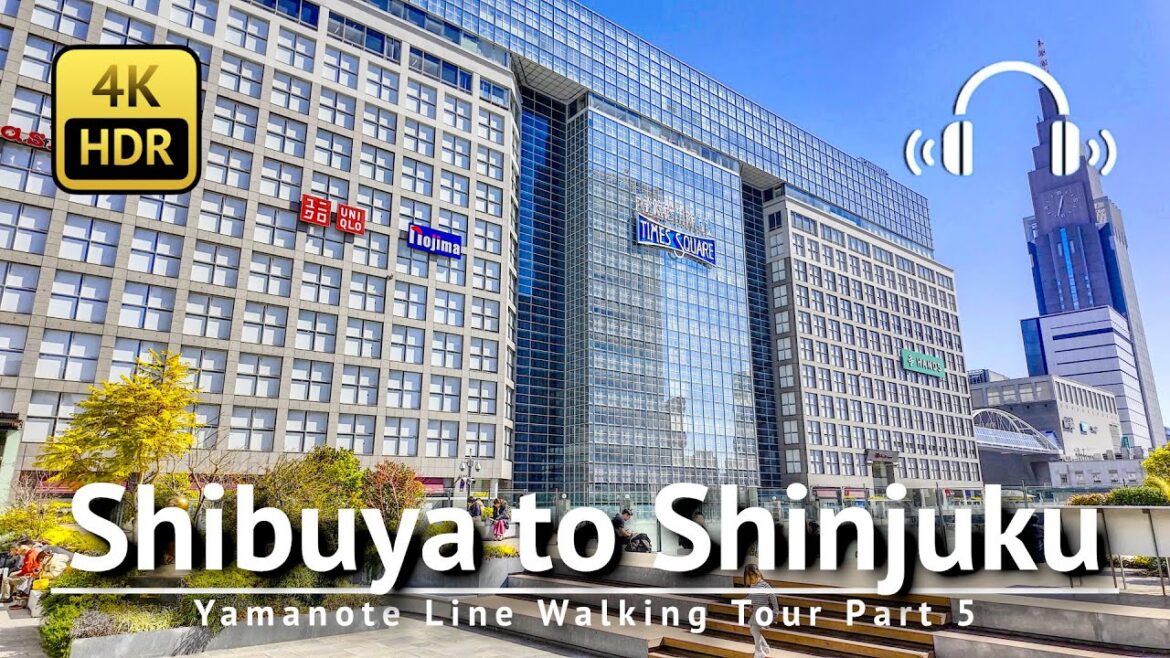 Yamanote Line Walking Tour Part 5: Shibuya to Shinjuku [4K/HDR/Binaural]