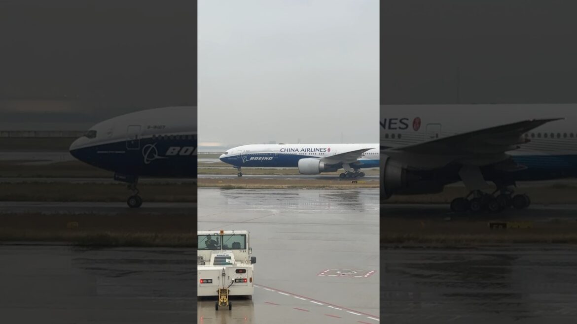 China Airlines Boeing 777 is taxiing at KIX Kansai Osaka airport
