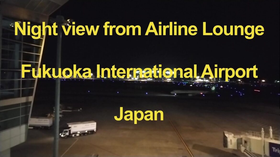Fukuoka Airport tarmac activity at night