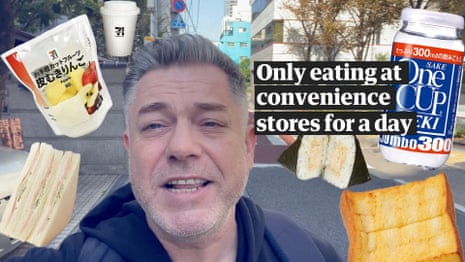 Justin McCurry's day of eating only Japanese convenience store food – video