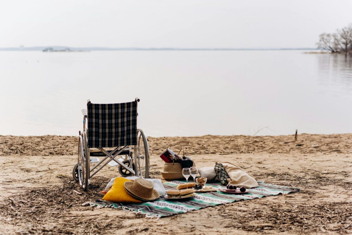 Wheelchair on beach