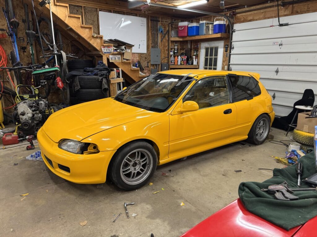 put all the body panels and glass back on my civic today