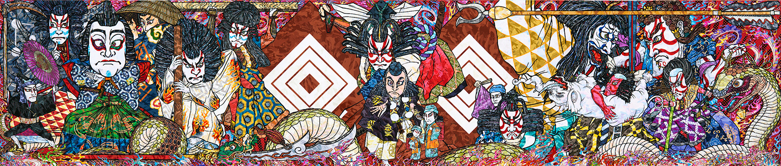 ‘The Name Succession of Ichikawa Danjūrō XIII, Hakuen, Kabuki Jūhachiban’, acrylic on canvas, 2020, Takashi Murakami | Takashi Murakami Mononoke Kyoto | STIRworld