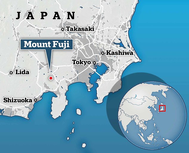 Mount Fuji is located just 62 miles (100km) southwest of the capital Tokyo and is Japan's largest mountain, standing at 3,776m (12,388ft)
