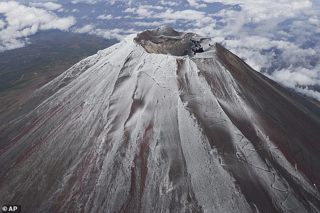 NOVEMBER 6: Snow is finally spotted on Mount Fuji