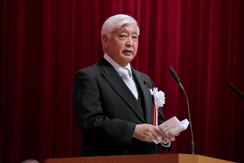Japan accepted 2 Palestinians injured in the Gaza war for medical treatment Wednesday. Defense Minister Gen Nakatani told reporters Japan will help in urgent humanitarian aid efforts as well as the reconstruction of Gaza. Photo by Keizo Mori/UPI