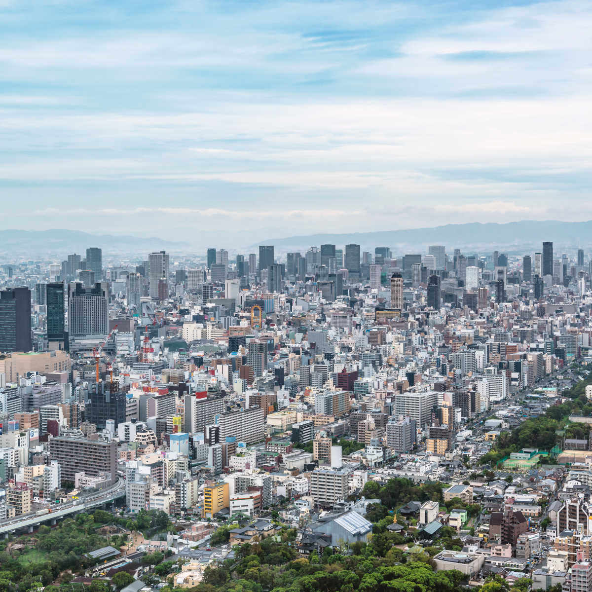 Sweeping views of sprawling Osaka, Japan