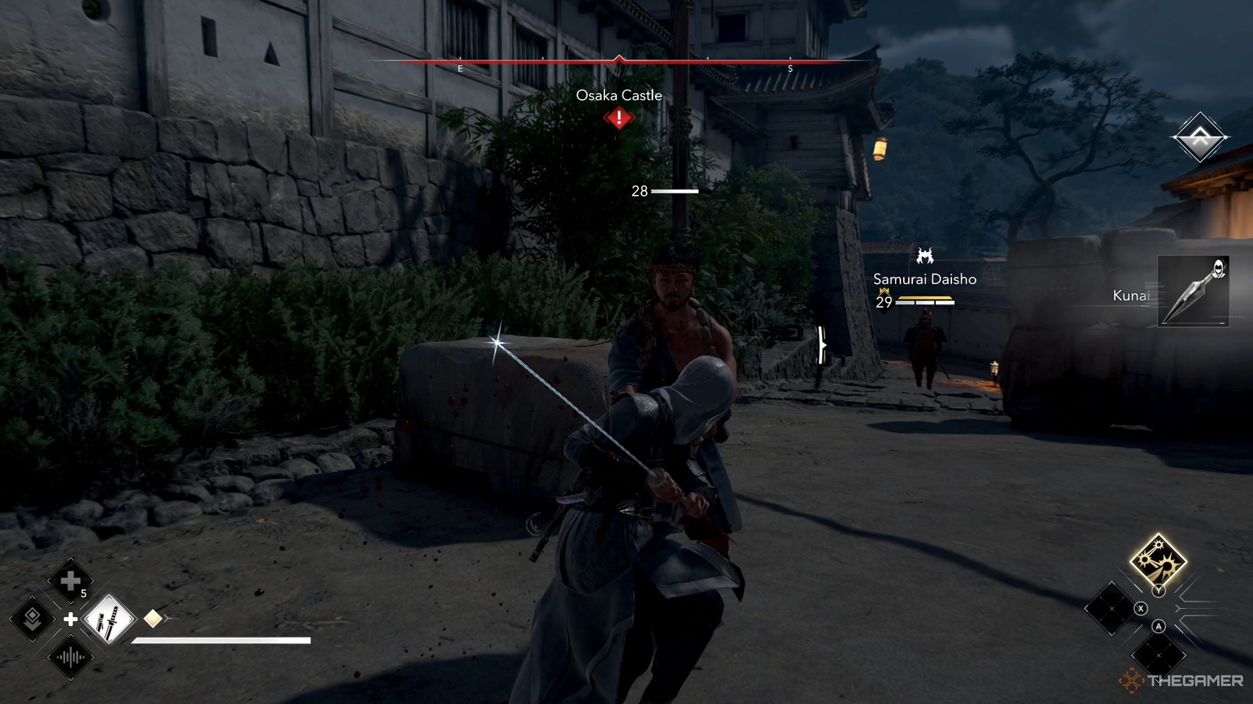 Assassin's Creed Shadows Samurai Daisho running to Naoe for the fight.