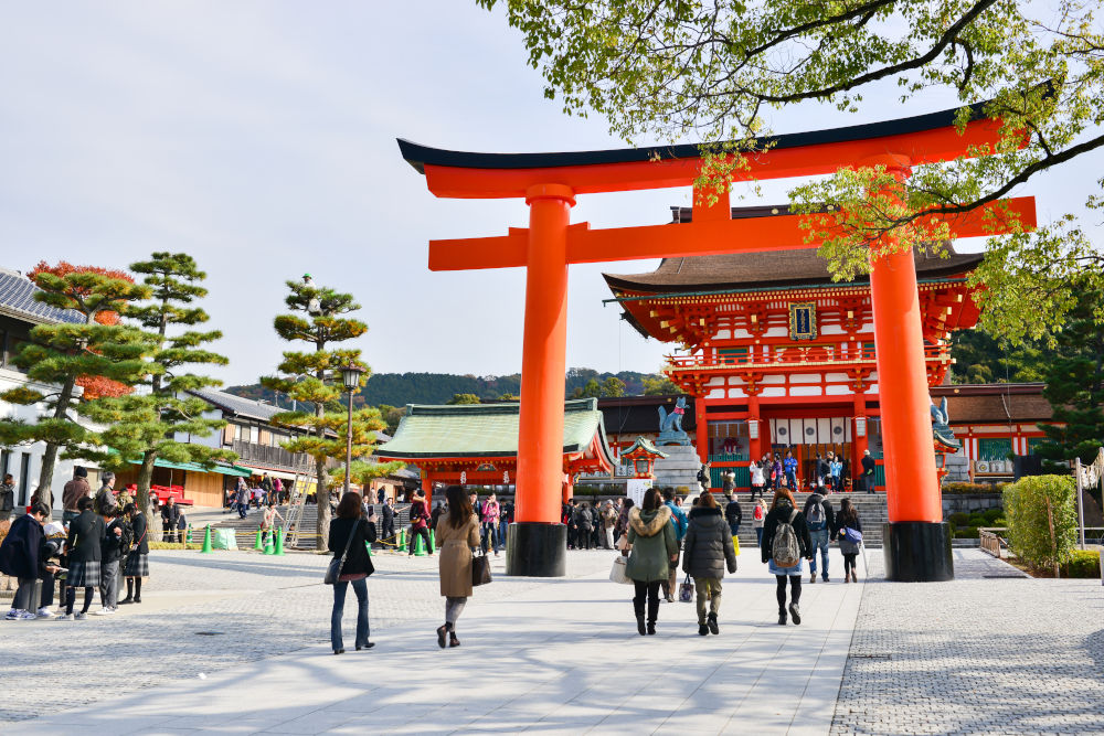 Tourism visit Fushimi Inari Shrine in Kyoto Japan. Fushimi Inari famous shrine of Kyoto Japan.