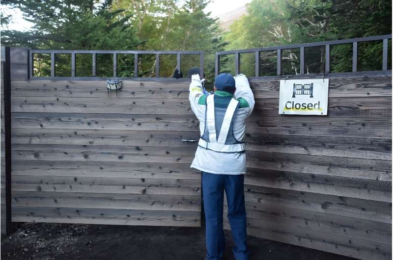Gates to Mount Fuji's trails have been closed, marking the end of this year's hiking season