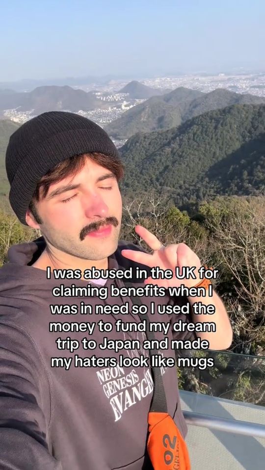 Man in Japan claims he used benefits to fund his trip.