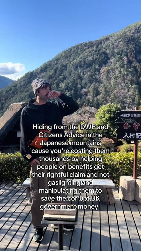 Man in Japan claims to be using benefits to fund his trip.