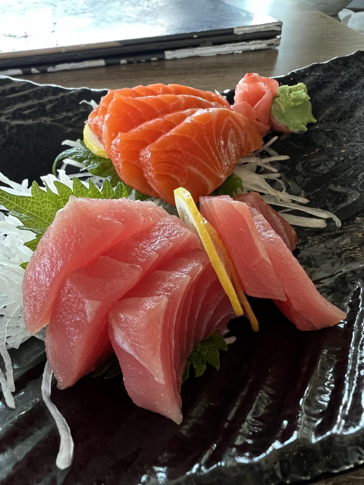 Tuna and salmon sashimi