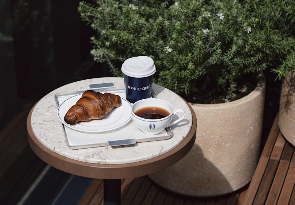 Some of the drinks and pastries offered at L'Officiel Coffee in Tokyo's Omotesando.