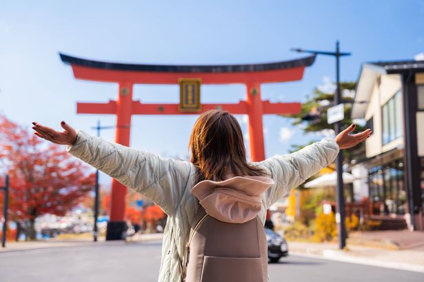 A woman on holiday in Japan