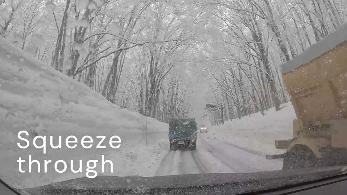 Snowy drive in North Japan