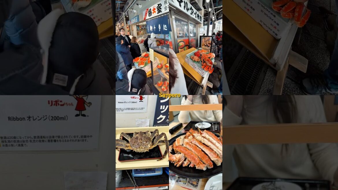 Breaking into a fresh King Crab at Sapporo market - worth the hype ? #trending  #travel #japan #