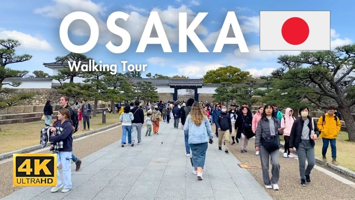 Osaka Japan Spring Cherry Blossom Walking Tour Osaka Castle to Nishinomaru Garden Cherry  🇯🇵 4K